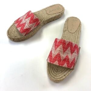 Joules Arla coral flat espadrille low platform slide sandals Size 8 Summer Vacay
